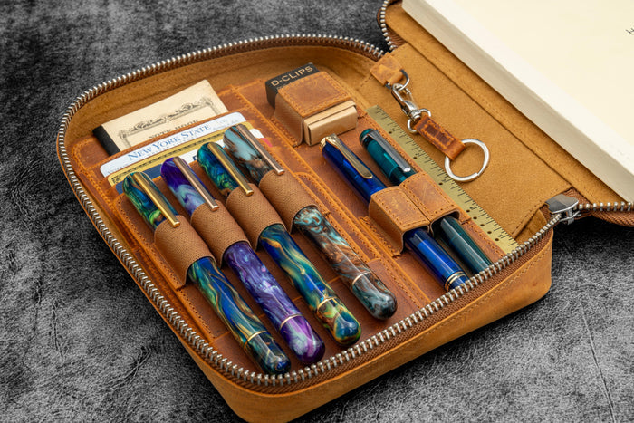 Expansi-Folio Leather Wide A5 Zip Folio - C.H. Brown