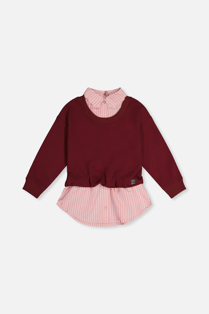Fake Two Layer Sweater Reddish-Brown-0