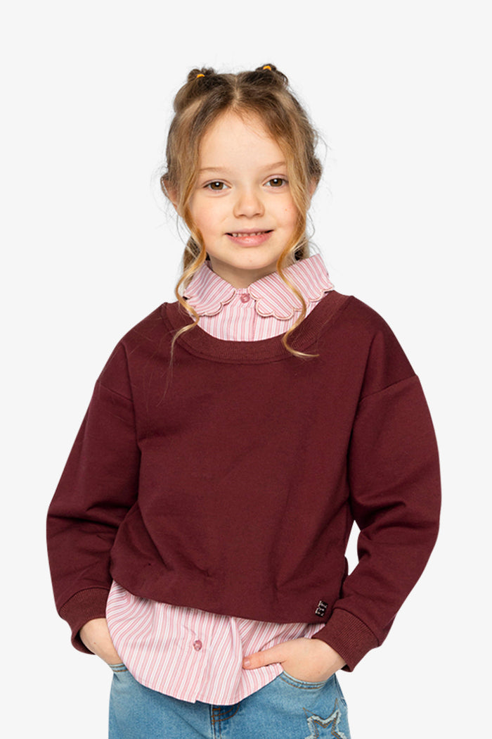 Fake Two Layer Sweater Reddish-Brown-1