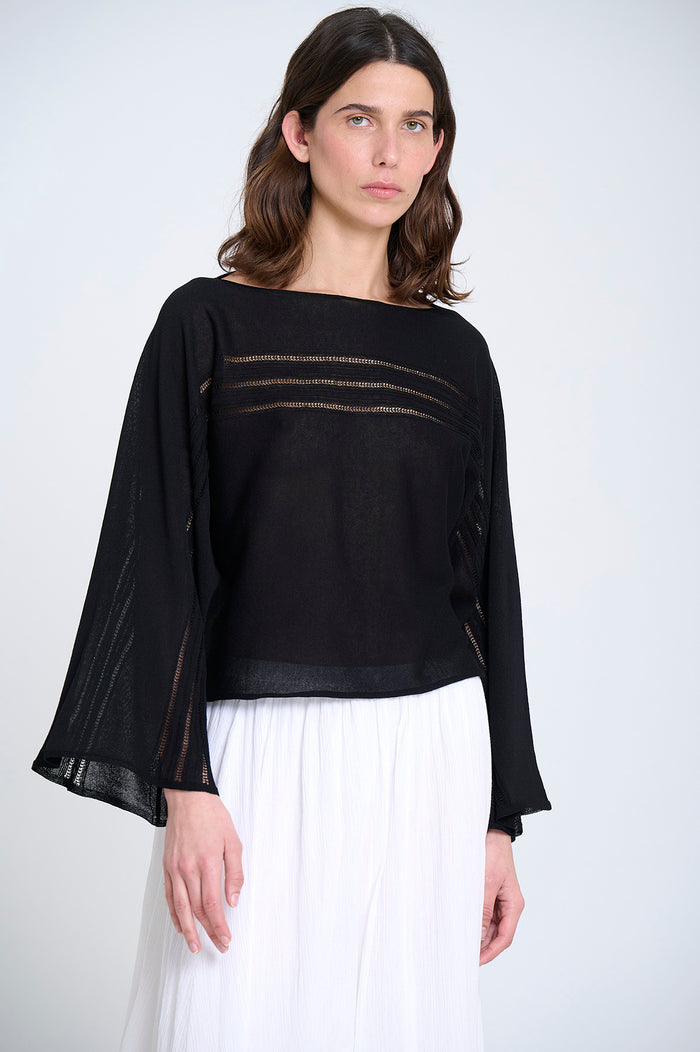 FLARED SLEEVE SWEATER | Black - Darling & Domain