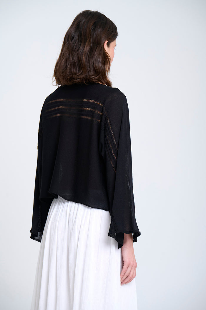 FLARED SLEEVE SWEATER | Black - Darling & Domain