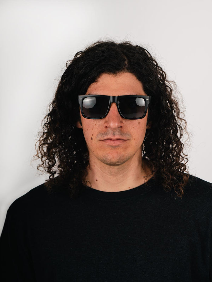 Flat Top Contrast Arm Sunglasses | Black-Wood-Image 4