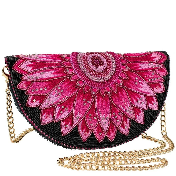 Flirty Beaded Gerbera Daisy Crossbody Handbag