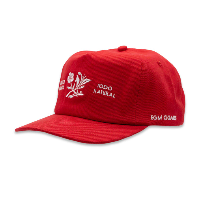 EGM Flor de Tabaco cap in rich brown cotton – embroidered front with vintage cigar flower motif, inspired by Dominican tobacco culture