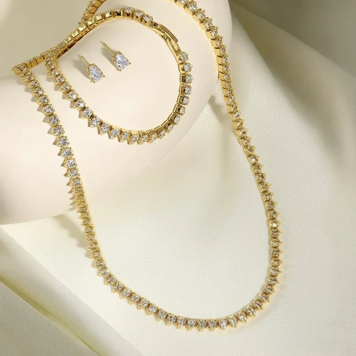 Wedding Jewelry - Cubic Zirconia Bridal Three-Piece Jewelry Set - Available in Silver, Rose Gold and Yellow Gold