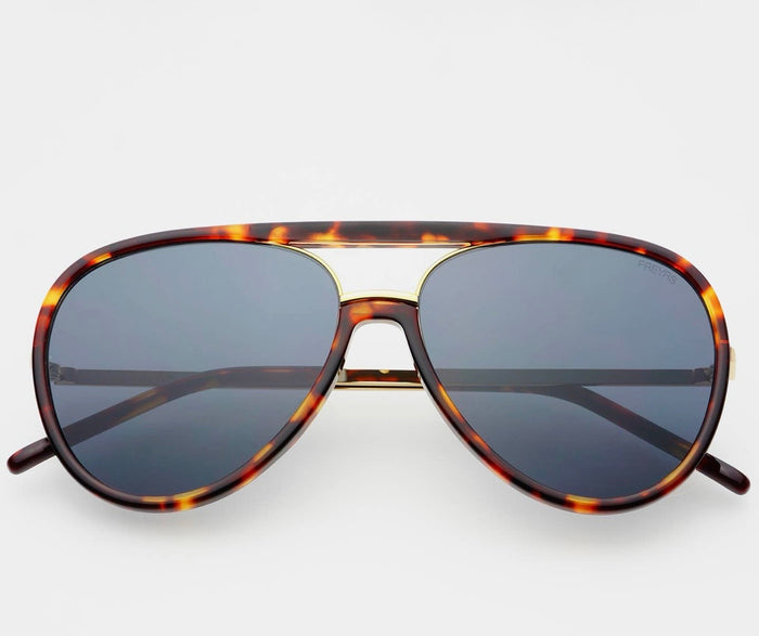 Freyers Shay Unisex Aviator Sunglasses - Tortoise/Solid Gray
