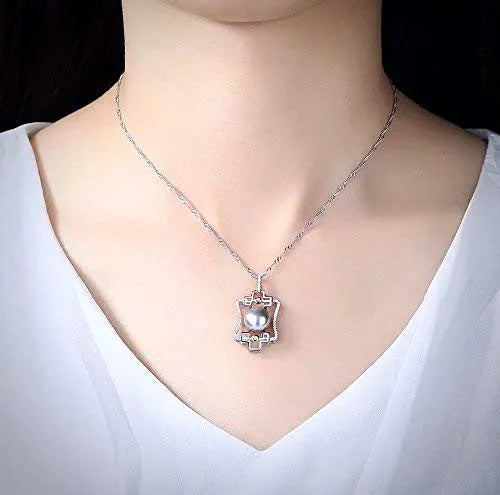 Pearl Wedding Jewelry - Gray Freshwater Pearl and Sterling Silver Bridal Necklace