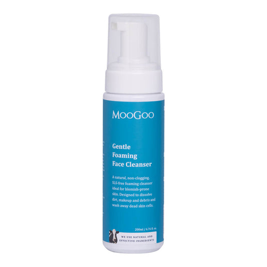 Moogoo Gentle Foaming Face Cleanser bottle on a white background