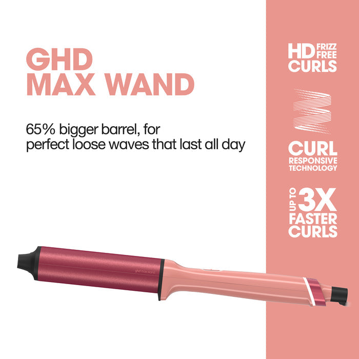 ghd Chronos Curve Limited Edition Max Wand (38mm Barrel) in Candy Coral