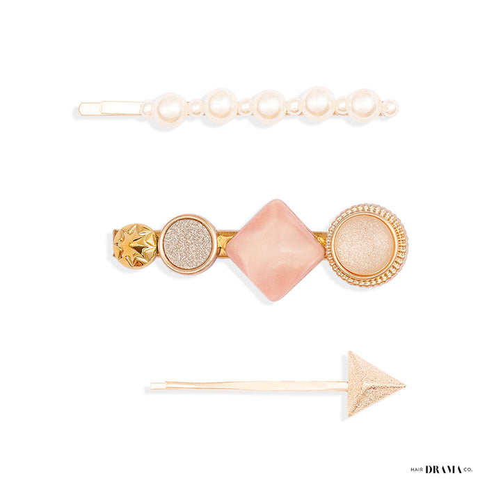 Glam Gift Box with 1 Knotted Hair Band, 1 Metallic Turban, 3 Scrunchies & 3 Hair Pins - Shades of Pink
