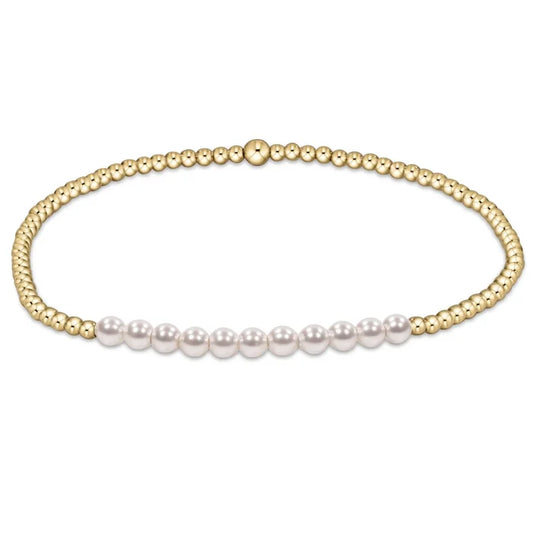 gold bliss 2mm bead bracelet - pearl