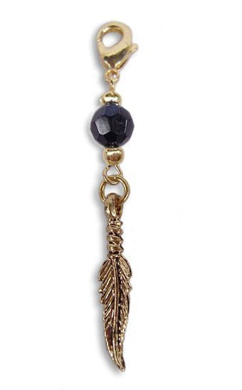 Gold Feather Charm – Mini Hair Twister Accessory front view