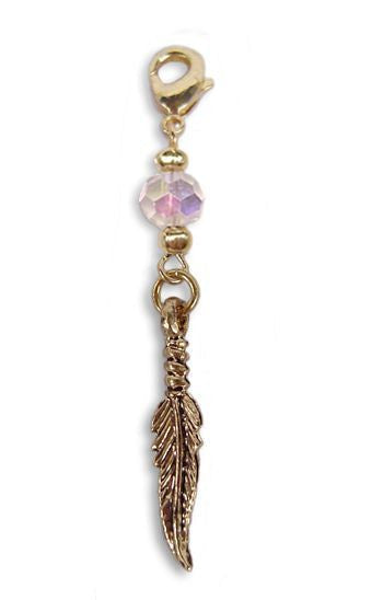 Gold Feather Charm – Mini Hair Twister Accessory front view