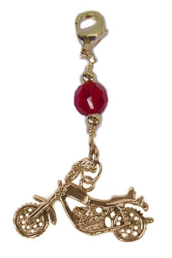 Gold Motorcycle Charm – Mini Hair Twister Accessory front view