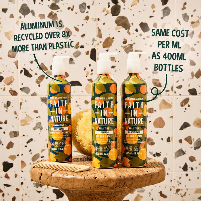 Faith In Nature 500ml aluminium orange hair  body set