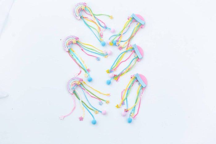 Hair Clip Set - Rainbow Ribbons