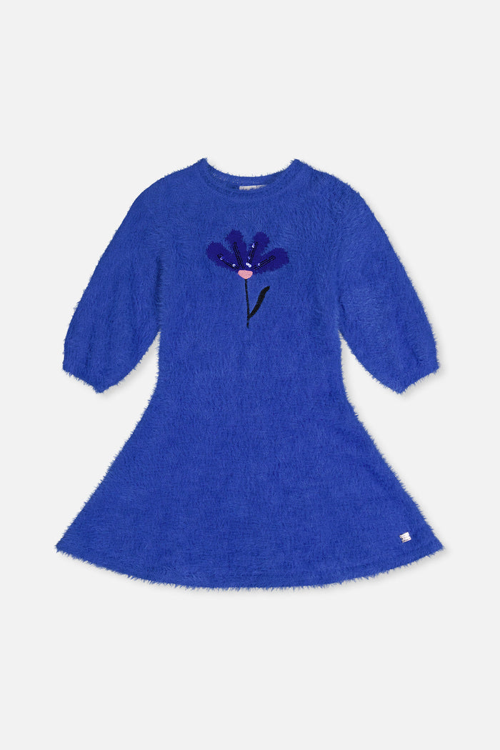 Hairy Knitted Dress Royal Blue-0