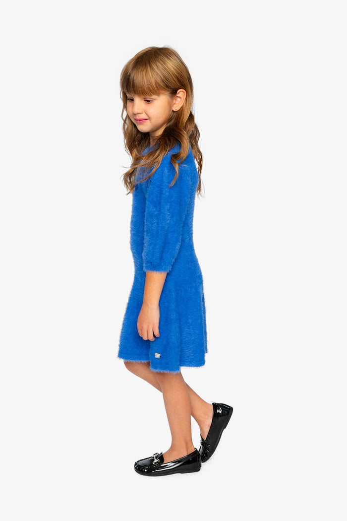 Hairy Knitted Dress Royal Blue-2