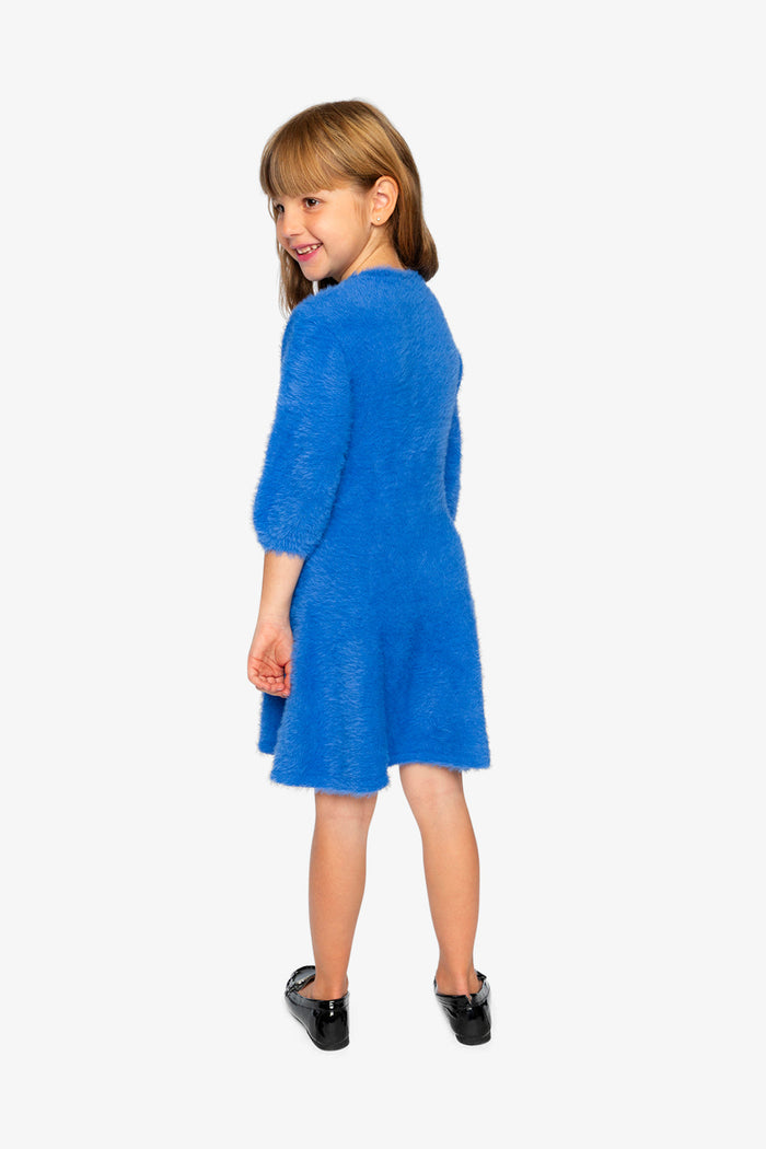 Hairy Knitted Dress Royal Blue-3