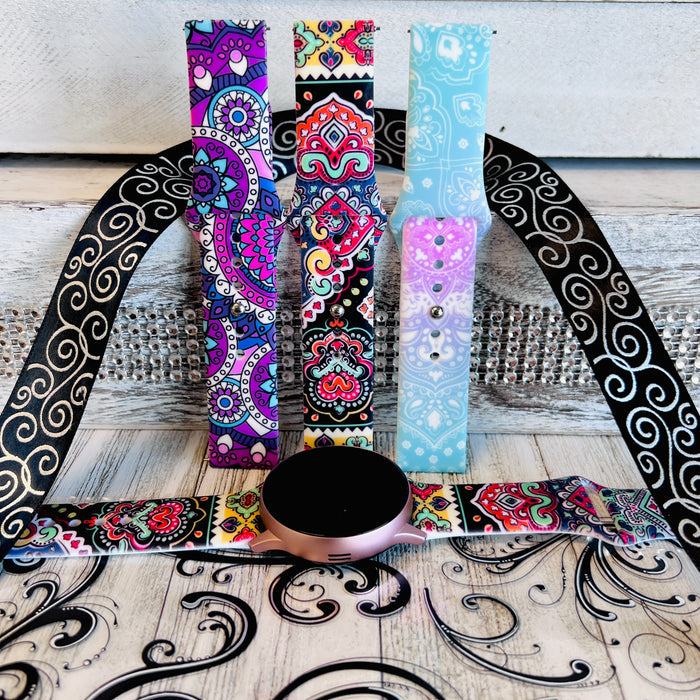 Henna Print Silicone Band For Samsung Watch Multiple Colors Available
