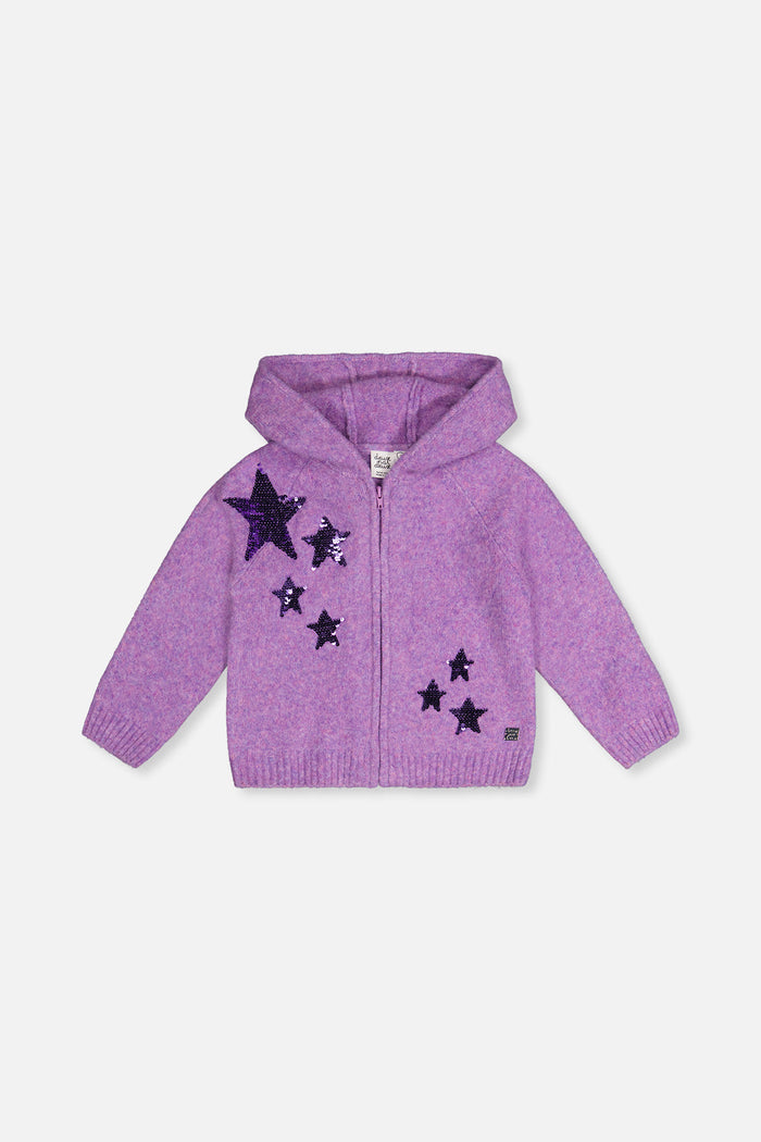 Hooded Knitted Cardigan Violet-0