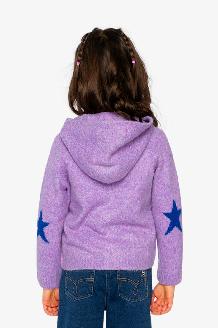 Hooded Knitted Cardigan Violet-3