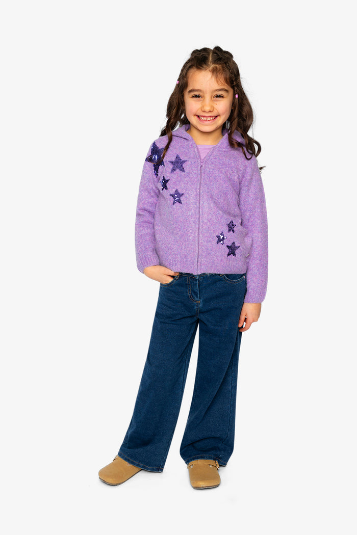 Hooded Knitted Cardigan Violet-4