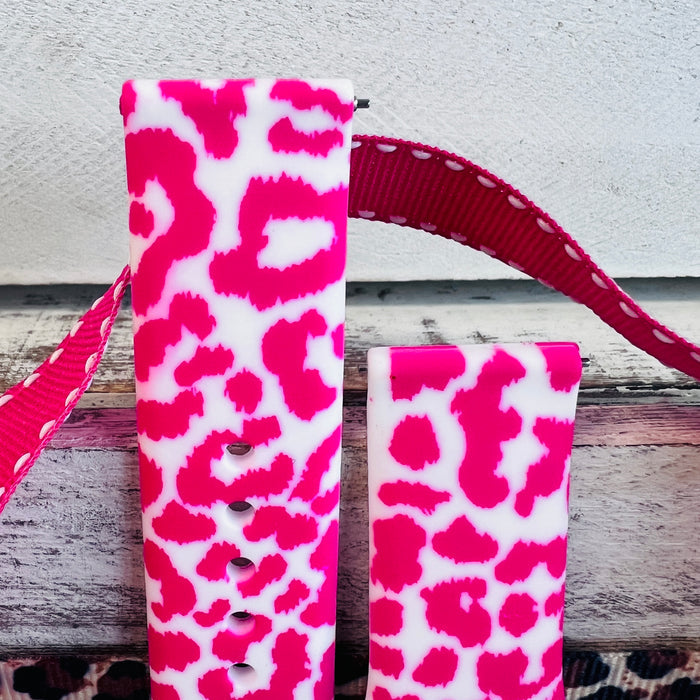 Hot Pink Leopard Print Silicone Band For Samsung Watch