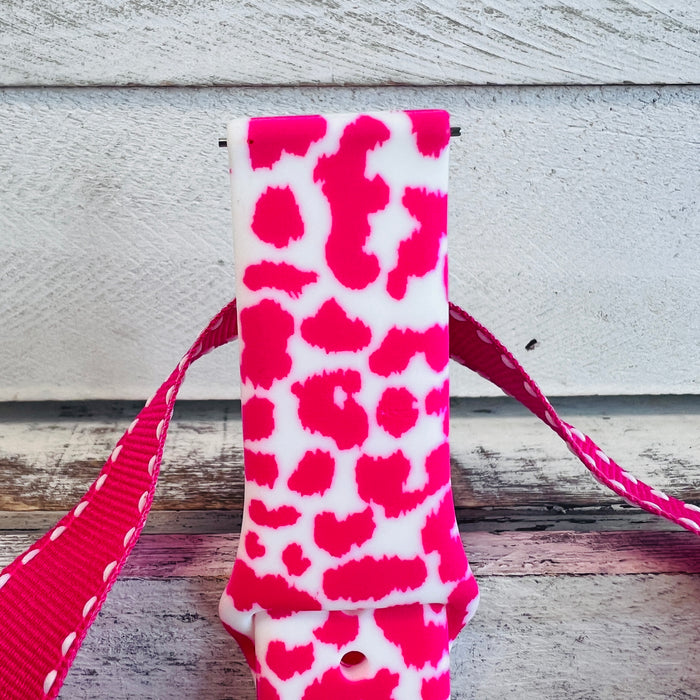 Hot Pink Leopard Print Silicone Band For Samsung Watch