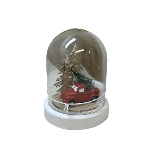 iLIGHTup LED Red Truck Domed Snow Globe