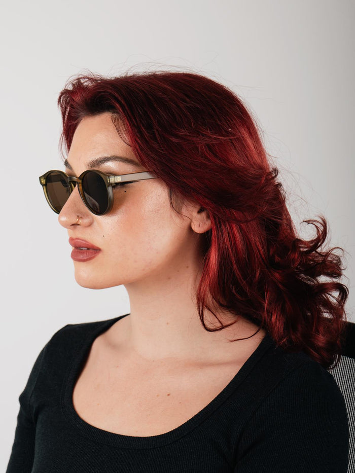 Indie Round Acrylic Sunglasses | Matte Green-Image 2