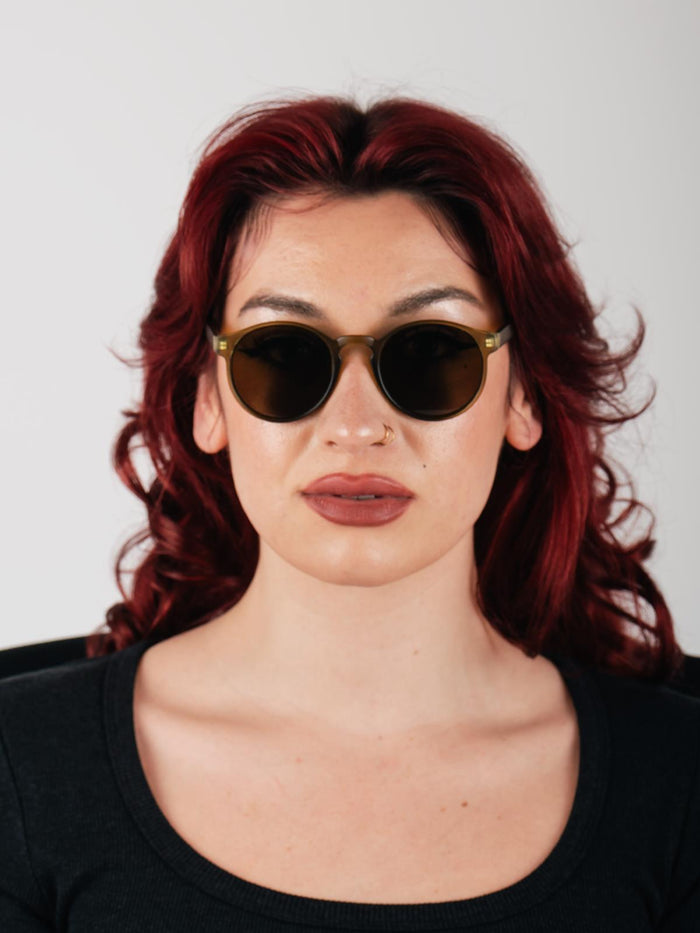 Indie Round Acrylic Sunglasses | Matte Green-Image 3