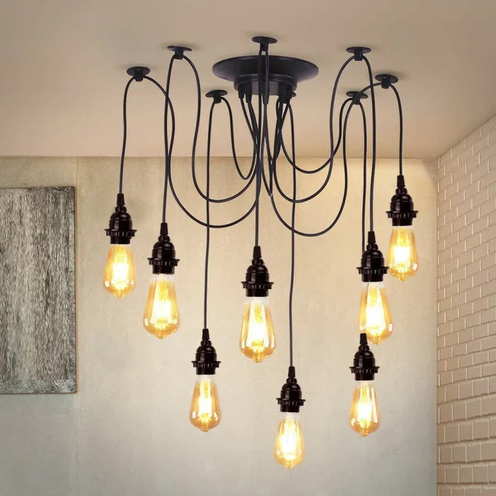 Industrial 8-Way Spider Chandelier 2m Adjustable ~6269