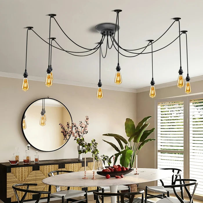 Industrial 8-Way Spider Chandelier 2m Adjustable ~6269