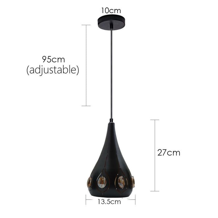 Industrial Cage Pendant Light E27 Matt Black ~2167