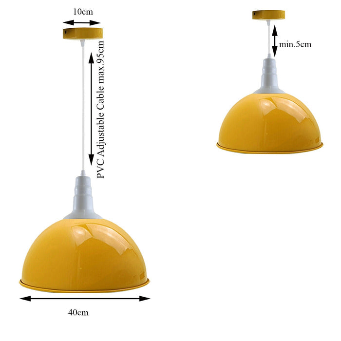 Industrial Dome Pendant Light 40cm E27 Yellow  ~ 5709