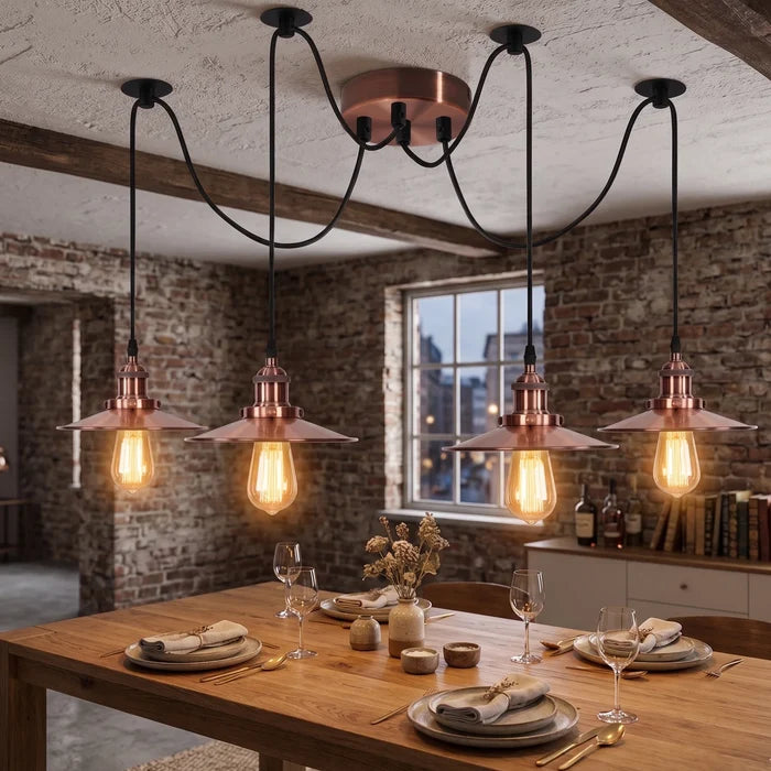 Industrial Spider Pendant Light 4 Head E27 Adjustable Ceiling Fitting~6411