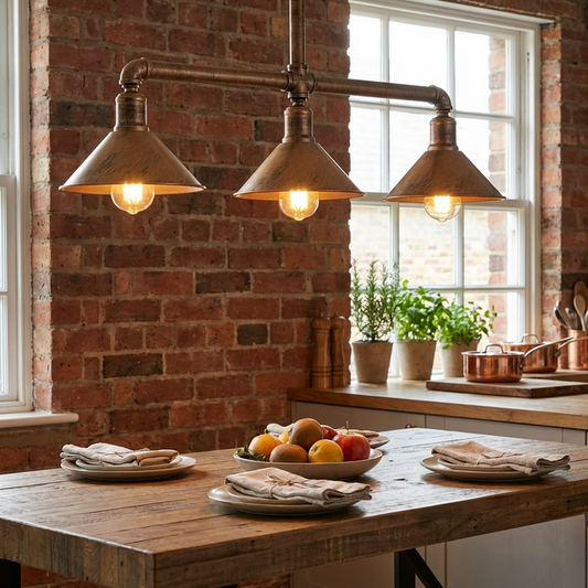 Industrial Steampunk 3-Light Pipe Ceiling Light Fixture E27 ~3593