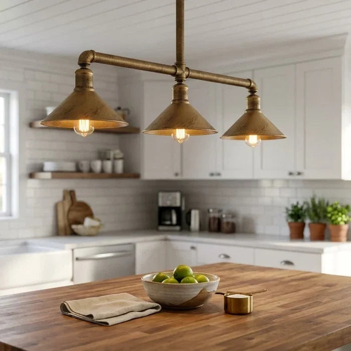 Industrial Steampunk 3-Light Pipe Ceiling Light Fixture E27 ~3593