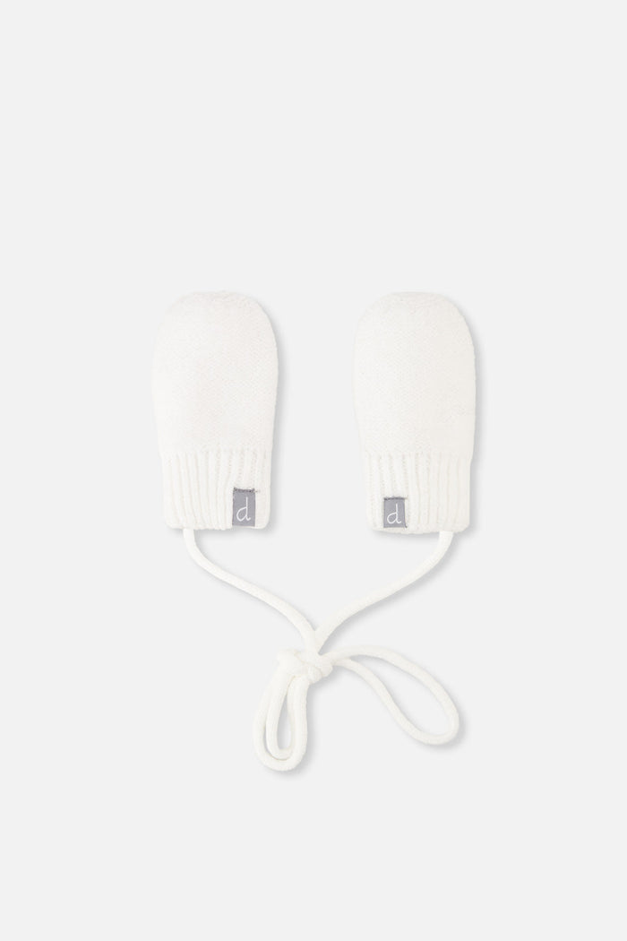 Infant Knit Mittens With String Off-White-0