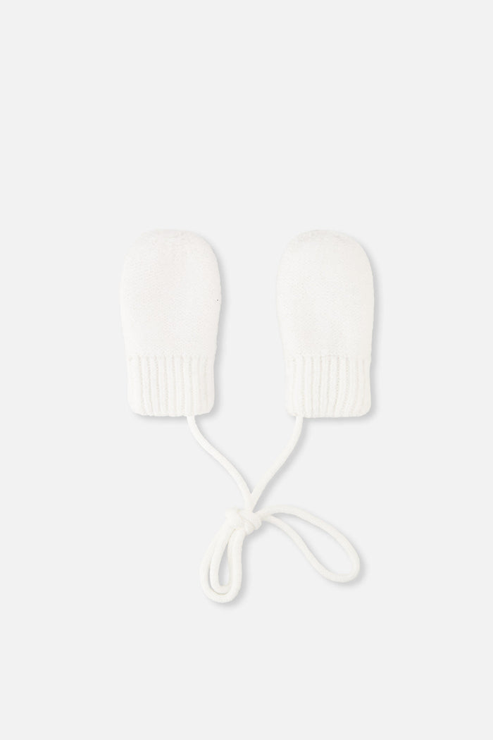 Infant Knit Mittens With String Off-White-1