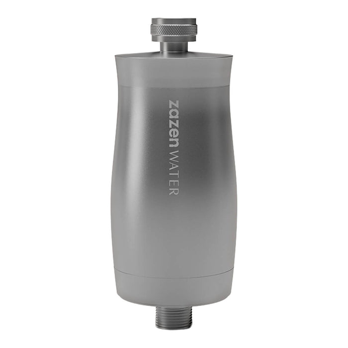zazen Water Infinity Shower Filter in Brushed Silver colour, natural water filter that removes chemicals for cleaner water.