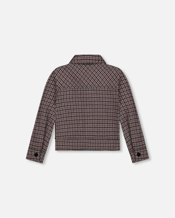 Jacquard Knit Jacket With Houndstooth Pattern | Deux par Deux | Jenni Kidz