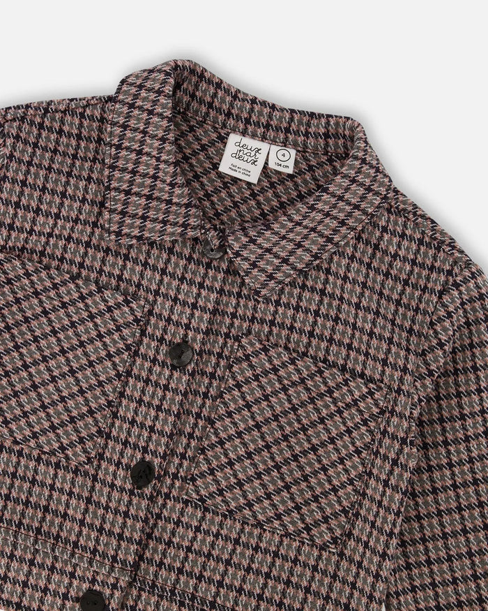 Jacquard Knit Jacket With Houndstooth Pattern | Deux par Deux | Jenni Kidz