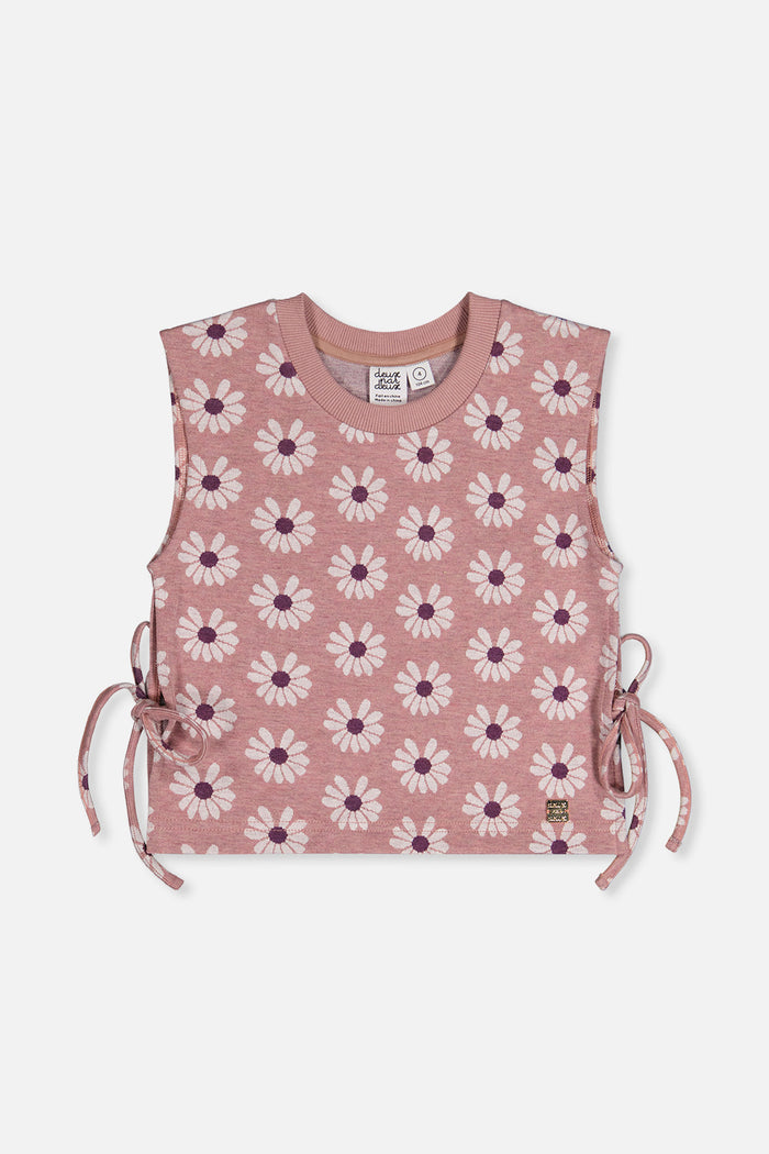 Jacquard Vest Pink Printed Flowers-0