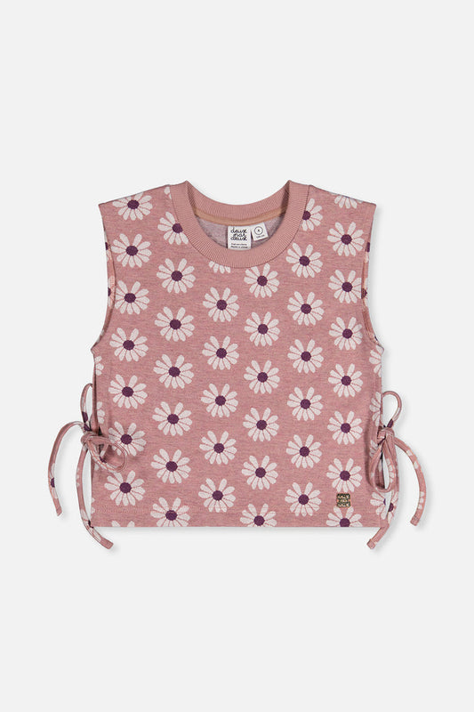 Jacquard Vest Pink Printed Flowers-0