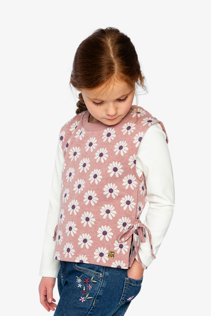 Jacquard Vest Pink Printed Flowers-1