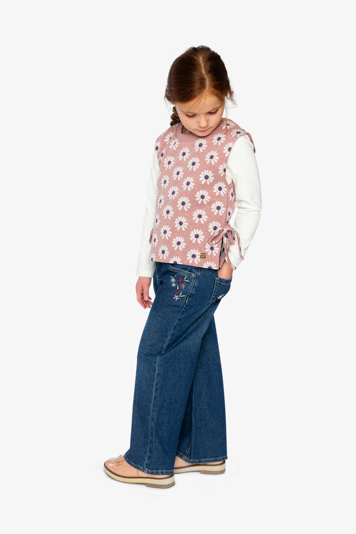 Jacquard Vest Pink Printed Flowers-3