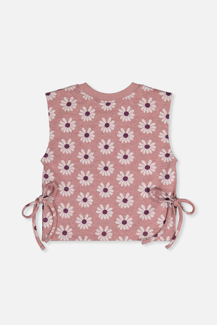 Jacquard Vest Pink Printed Flowers-4