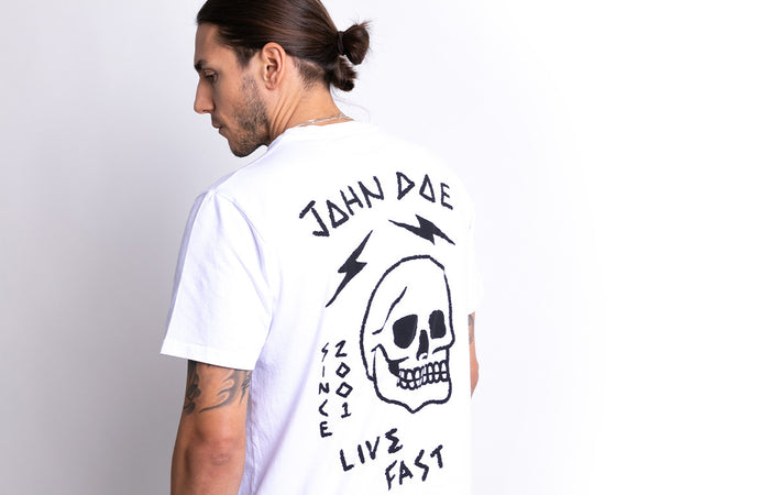 John Doe T-Shirt Live Fast Skull White